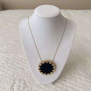 House of Harlow Large Black Gold Sunburst Necklace